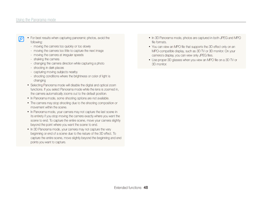 Samsung WB750 user manual Using the Panorama mode 