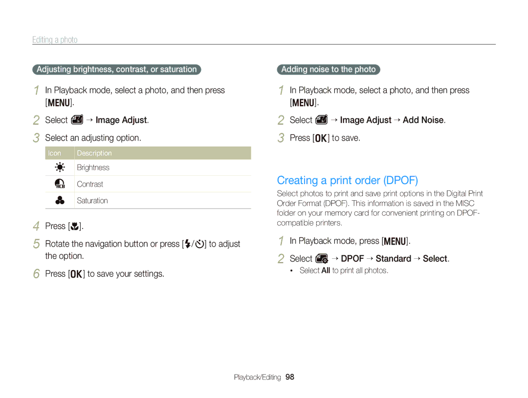 Samsung WB750 user manual Creating a print order Dpof, Playback mode, press m Select O “ Dpof “ Standard “ Select 