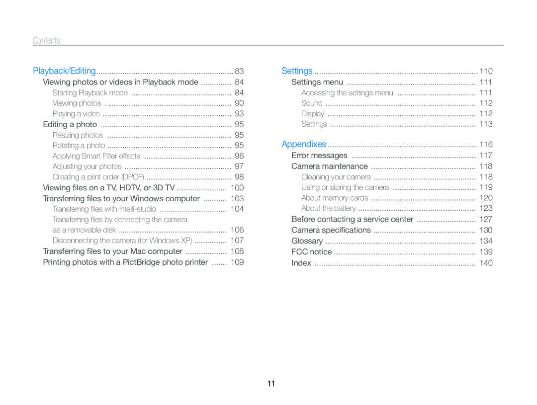 Samsung WB750 user manual Contents 