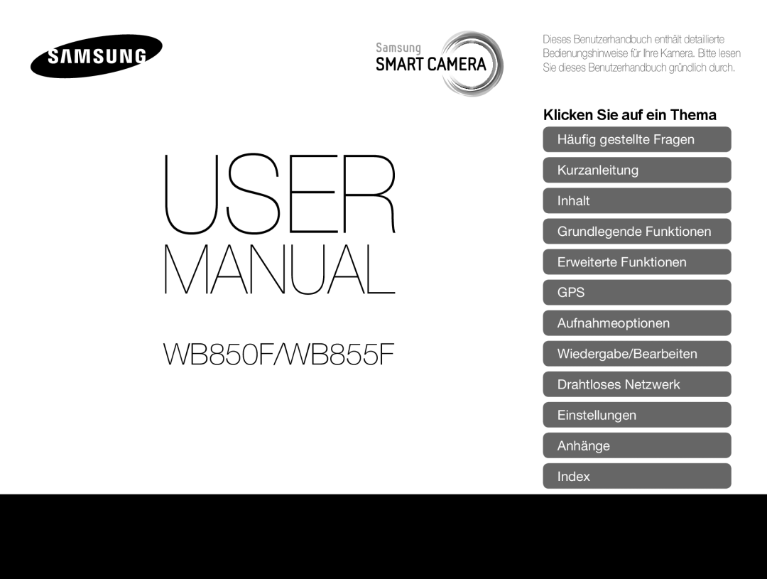 Samsung WB855F, WB850F manual Klicken Sie auf ein Thema 