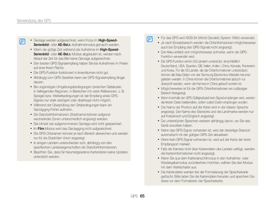 Samsung WB850F, WB855F manual Verwendung des GPS 
