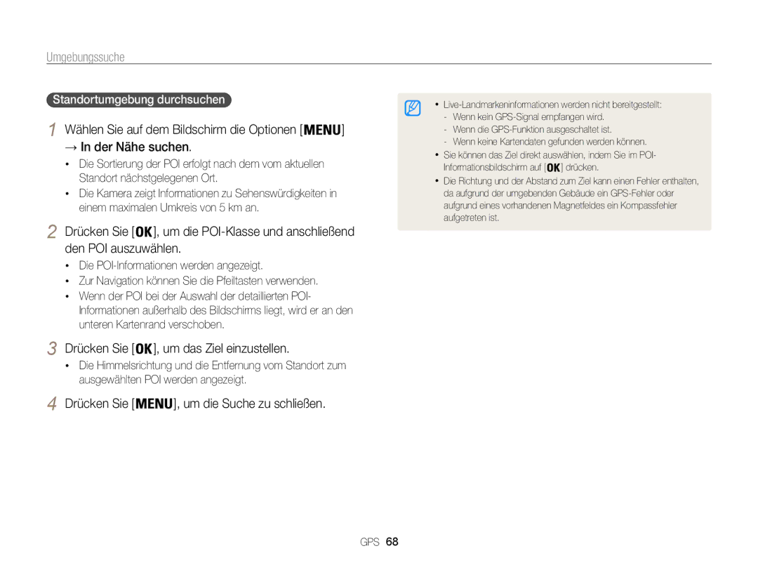 Samsung WB855F, WB850F manual Standortumgebung durchsuchen 