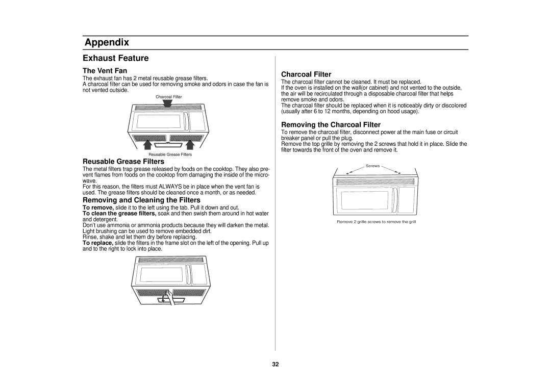 Samsung WC, SMV9165SC, CC, BC manual Exhaust Feature 