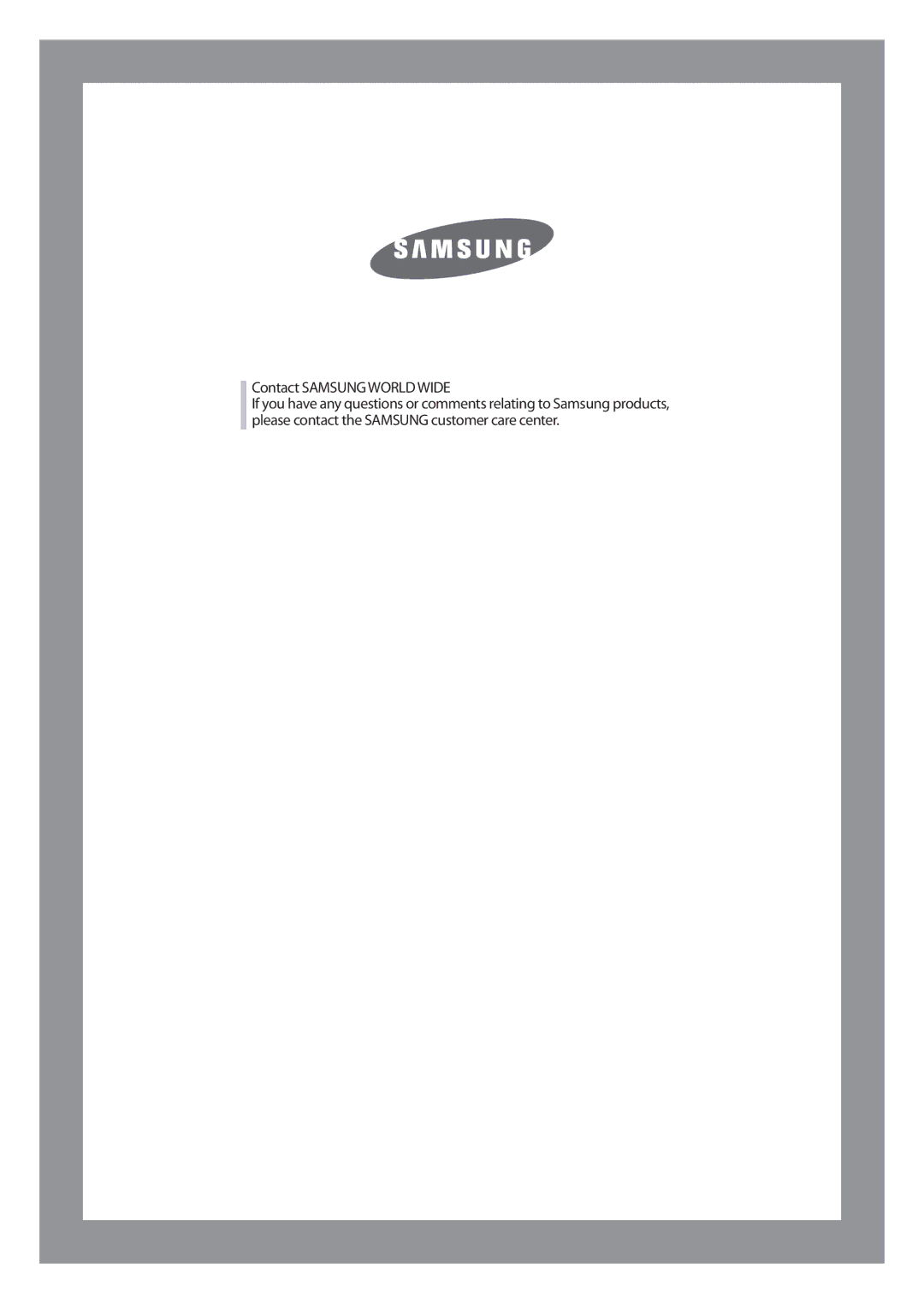 Samsung WD-J1255R/YNQ, WD-J1255CF/YL manual Contact Samsung World Wide 