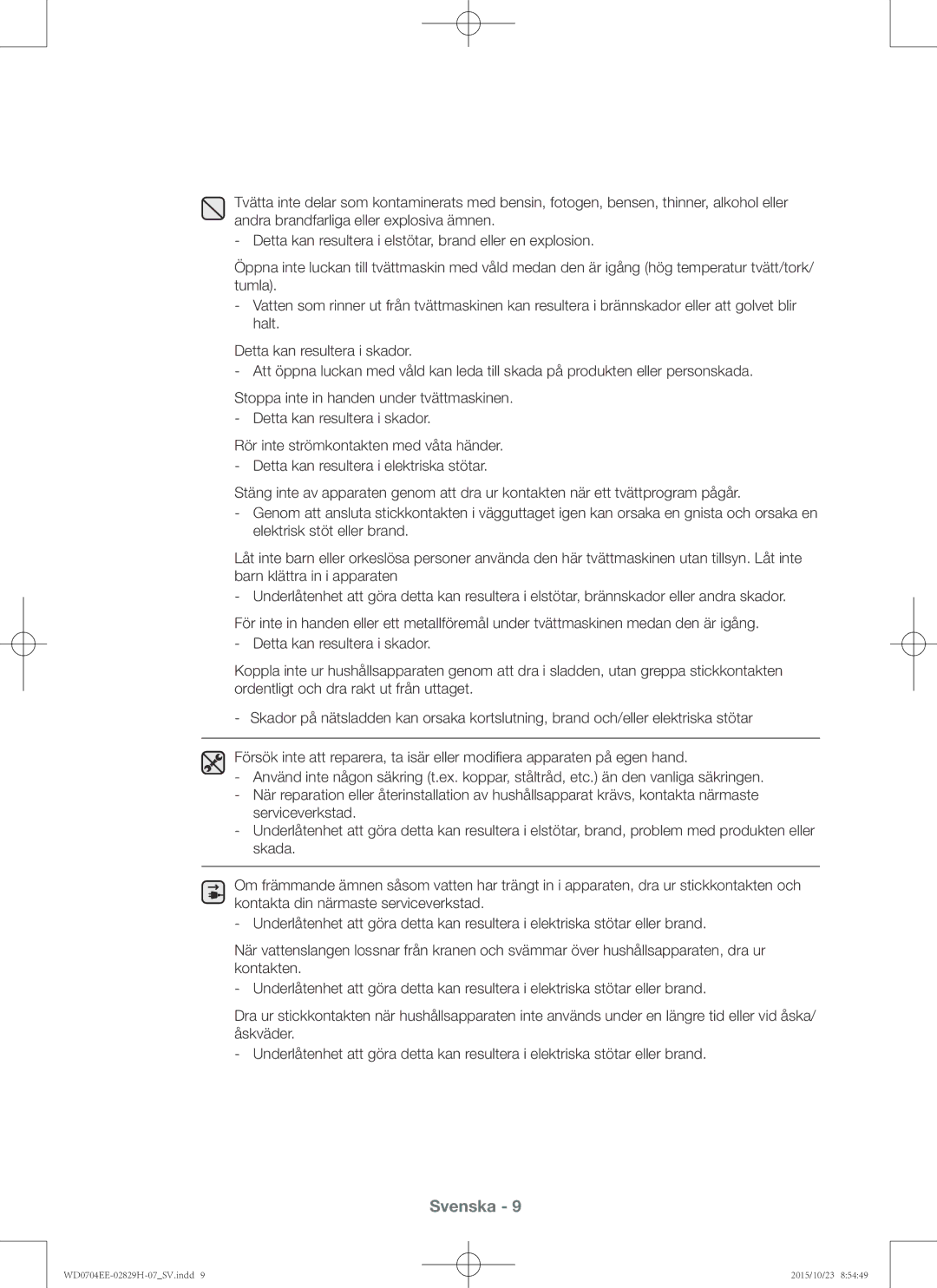 Samsung WD0704EEC/XEE manual Svenska 