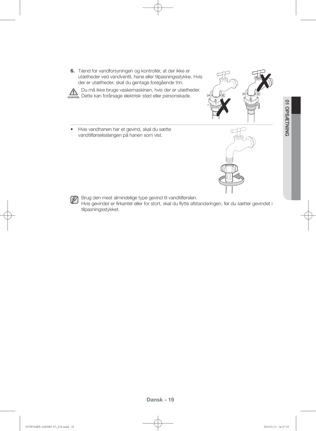 Samsung WD0704EEC/XEE manual Dansk 