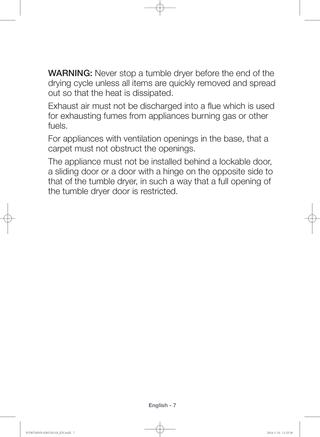 Samsung WD0754W8E/YL manual English 