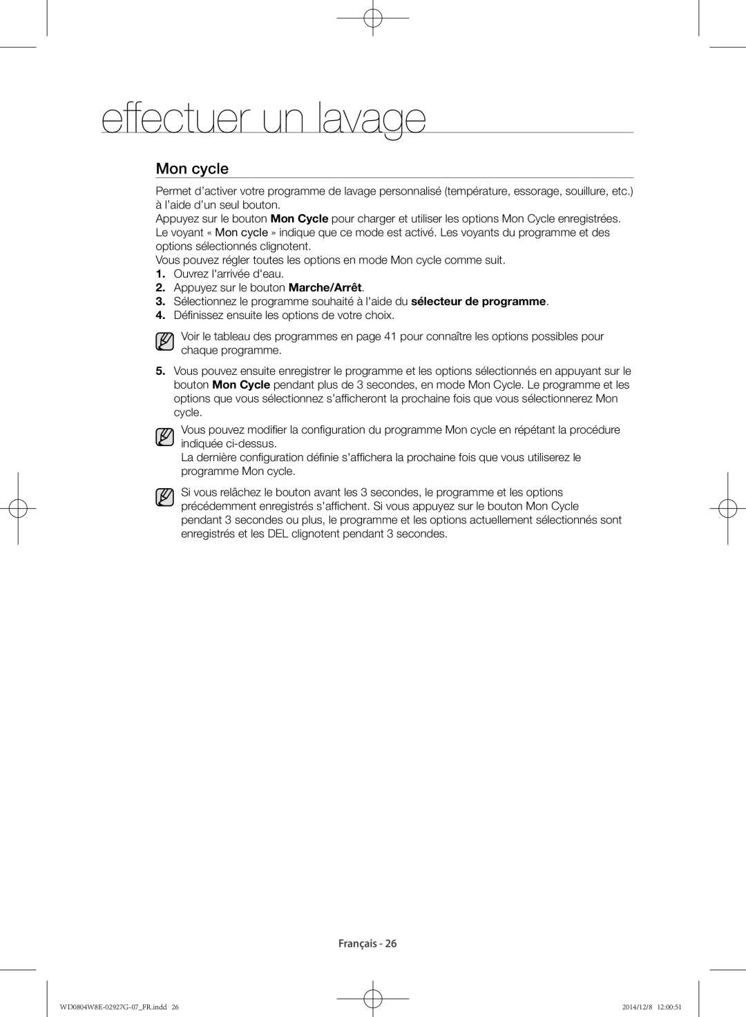 Samsung WD0804W8E1/XEF, WD0804W8E/XEF manual Mon cycle 