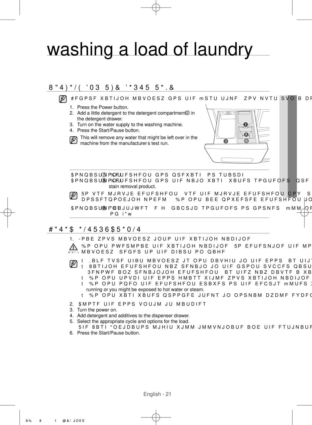 Samsung WD0804W8E1/XSV manual Washing a load of laundry, Washing for the first time, Basic instructions 