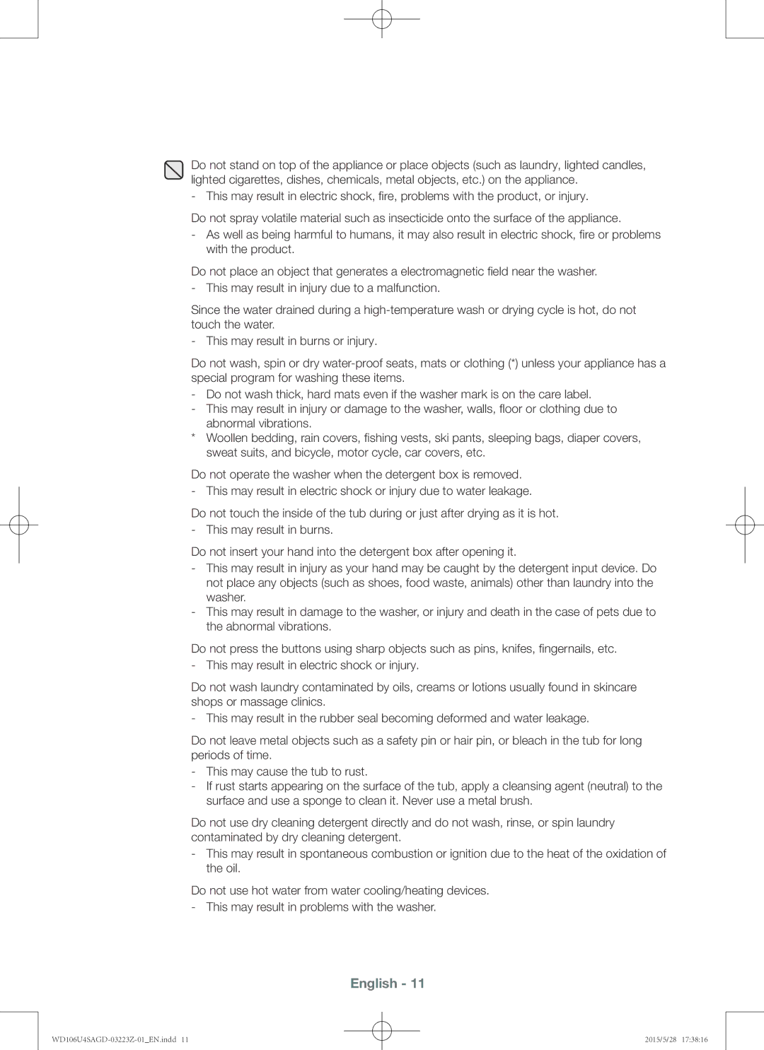 Samsung WD106U4SAGD/SV manual English 