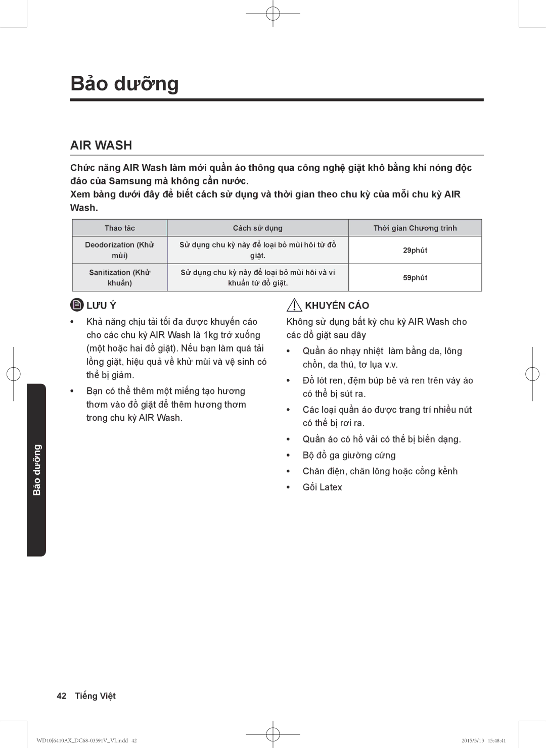 Samsung WD10J6410AX/SV manual AIR Wash 