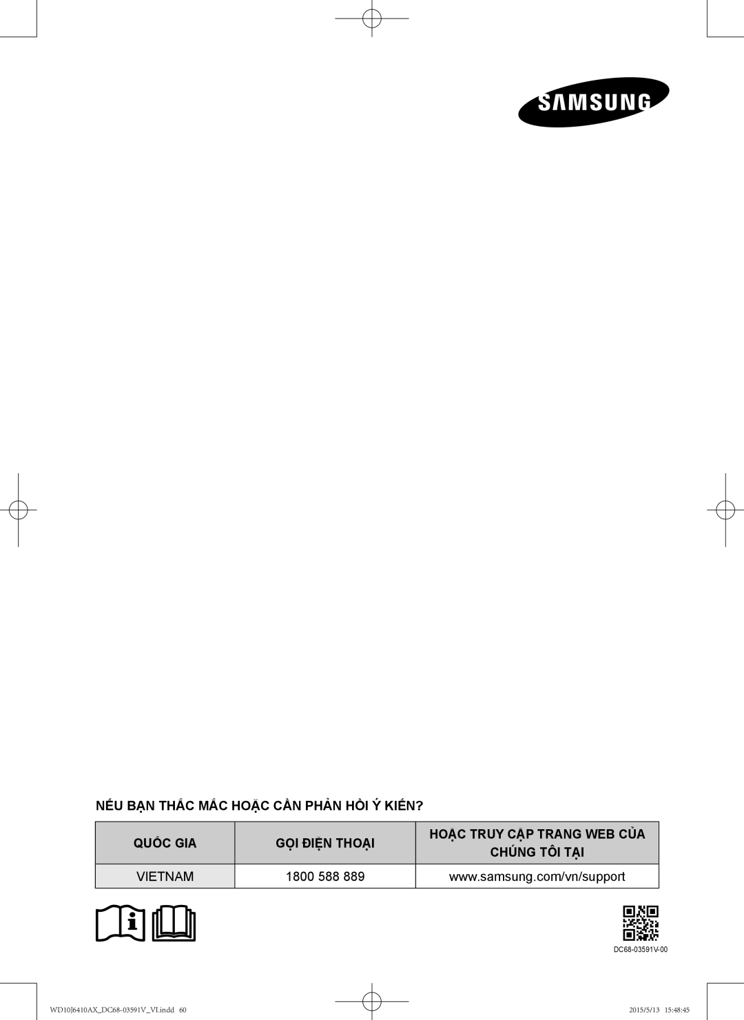 Samsung WD10J6410AX/SV manual 1800 588 