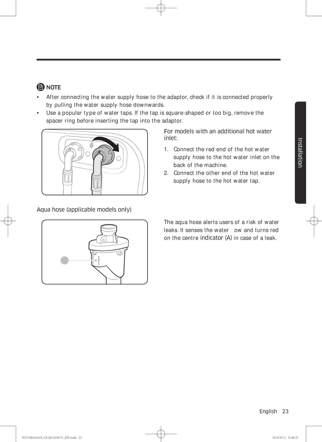 Samsung WD10J6410AX/SV manual Installation 