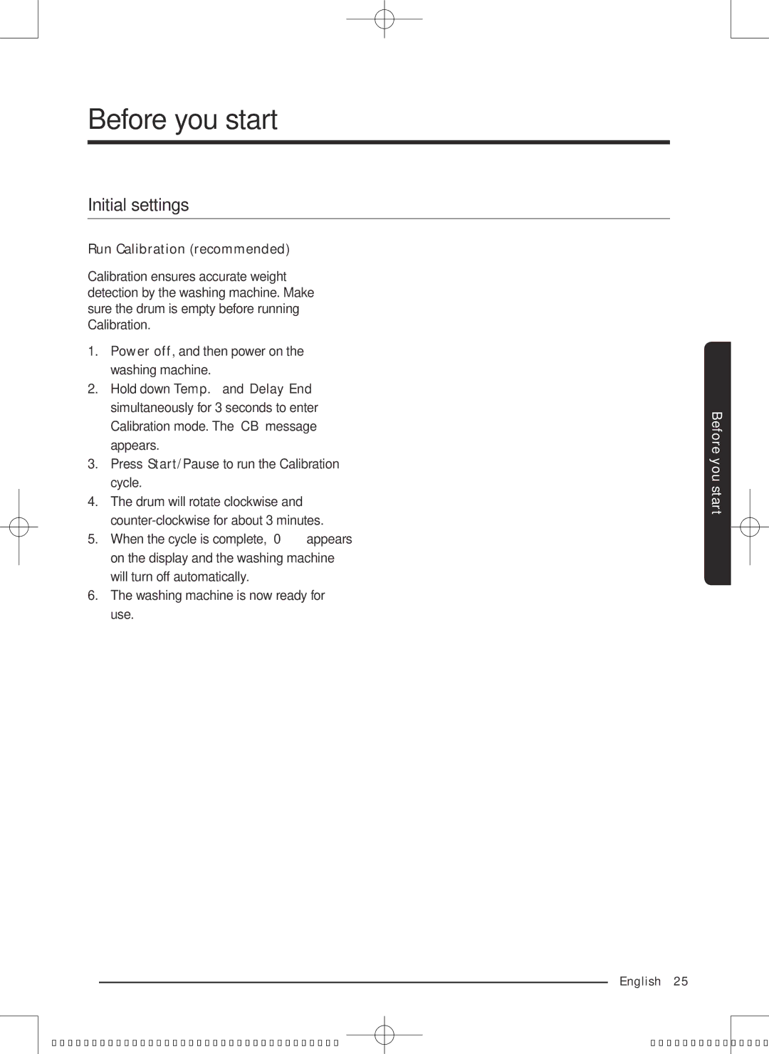 Samsung WD10J6410AX/SV manual Before you start, Initial settings 