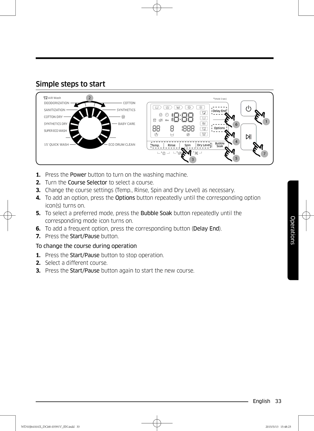 Samsung WD10J6410AX/SV manual Simple steps to start 