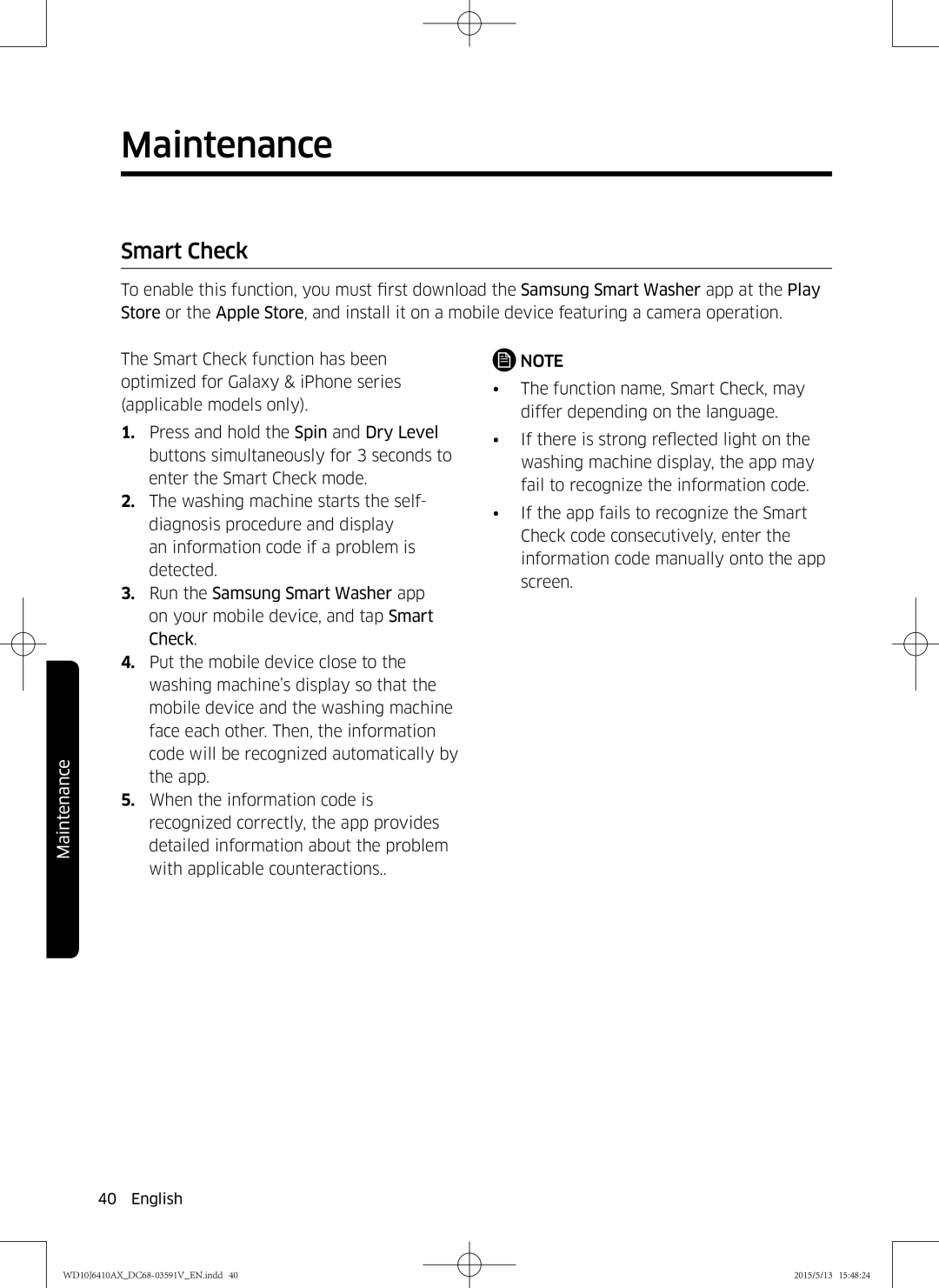 Samsung WD10J6410AX/SV manual Smart Check 