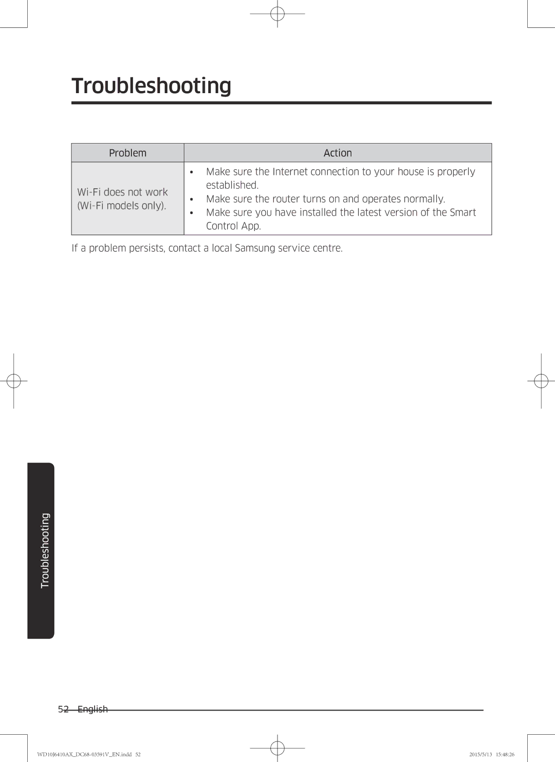 Samsung WD10J6410AX/SV manual Troubleshooting 