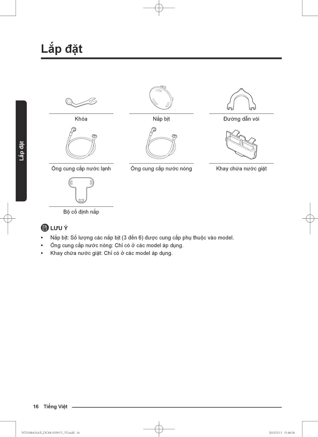 Samsung WD10J6410AX/SV manual Khóa Nắp bị̣t Đường dẫn vòi 