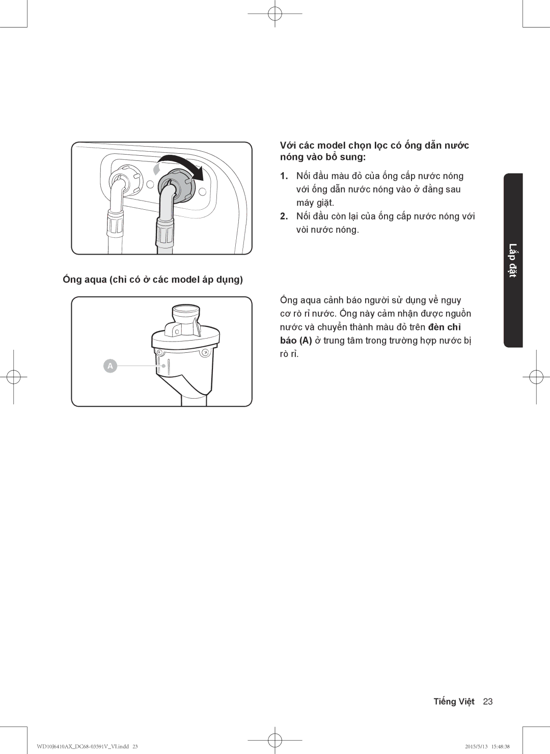 Samsung WD10J6410AX/SV manual Lắp đặt 