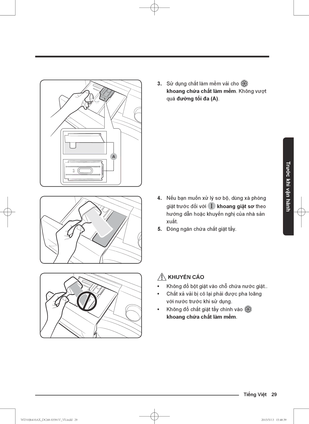 Samsung WD10J6410AX/SV manual Trước khi 