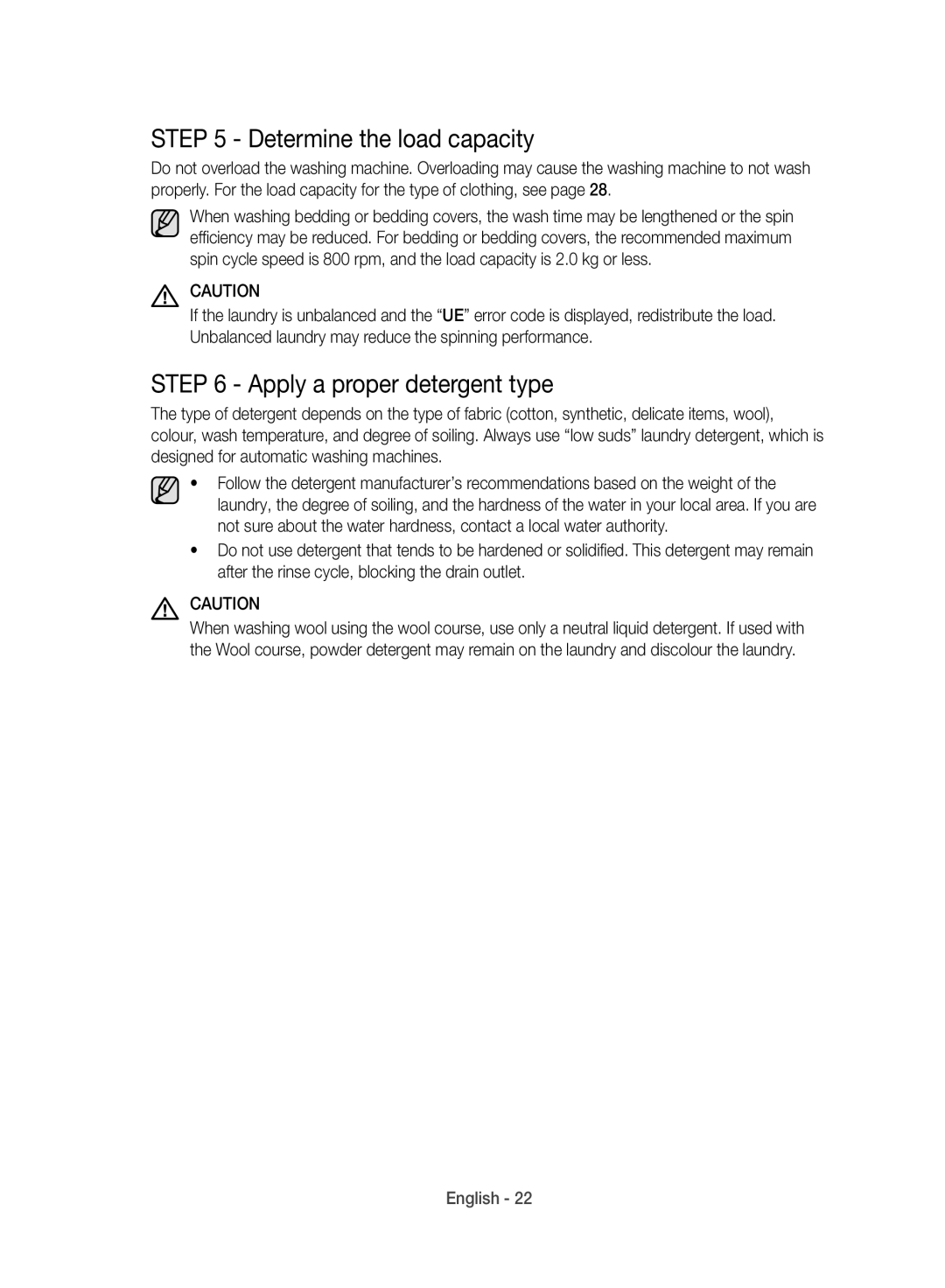 Samsung WD10J8420GW/YL manual Determine the load capacity, Apply a proper detergent type 