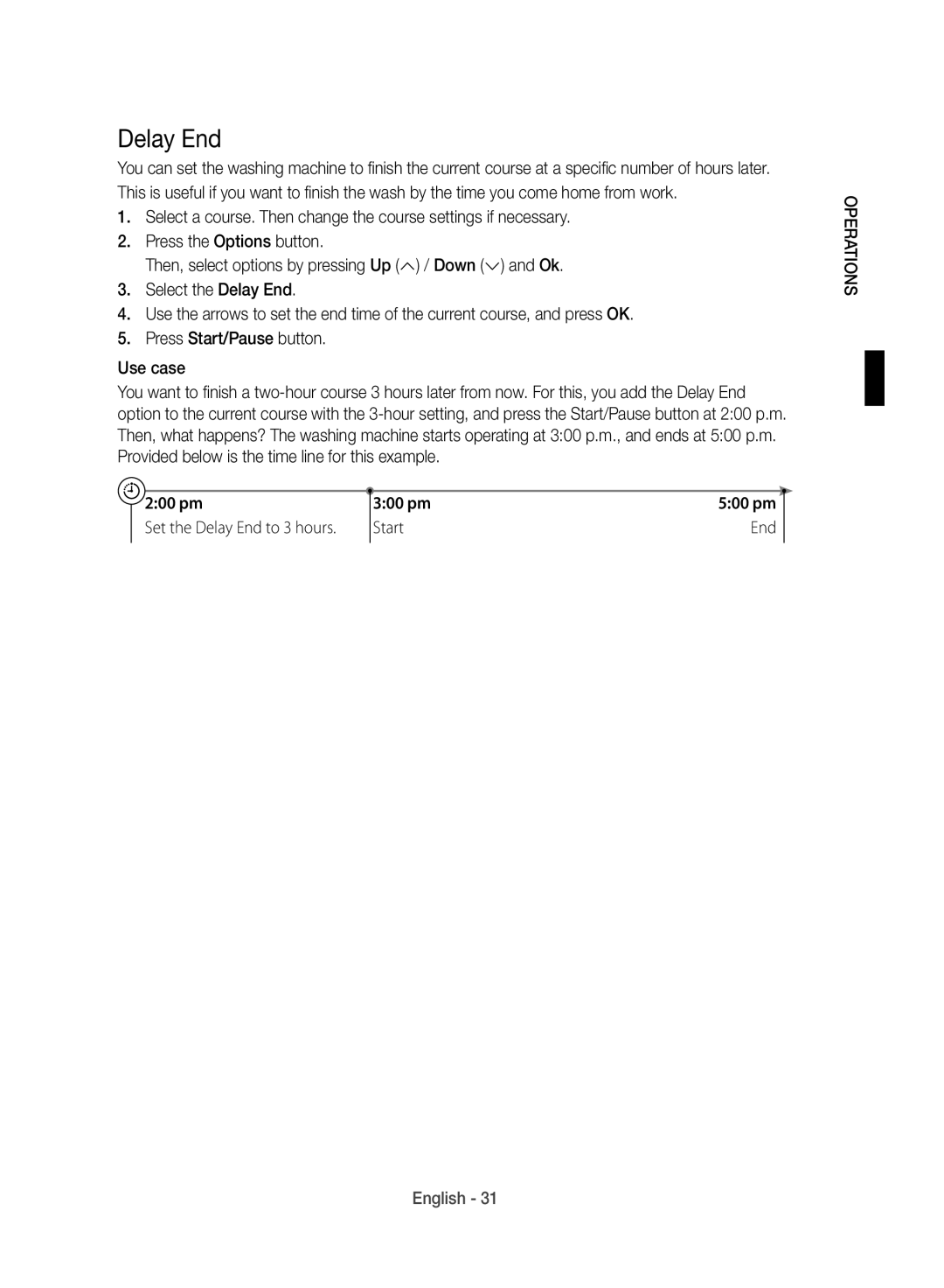 Samsung WD10J8420GW/YL manual Delay End, 200 pm 300 pm, Start End 