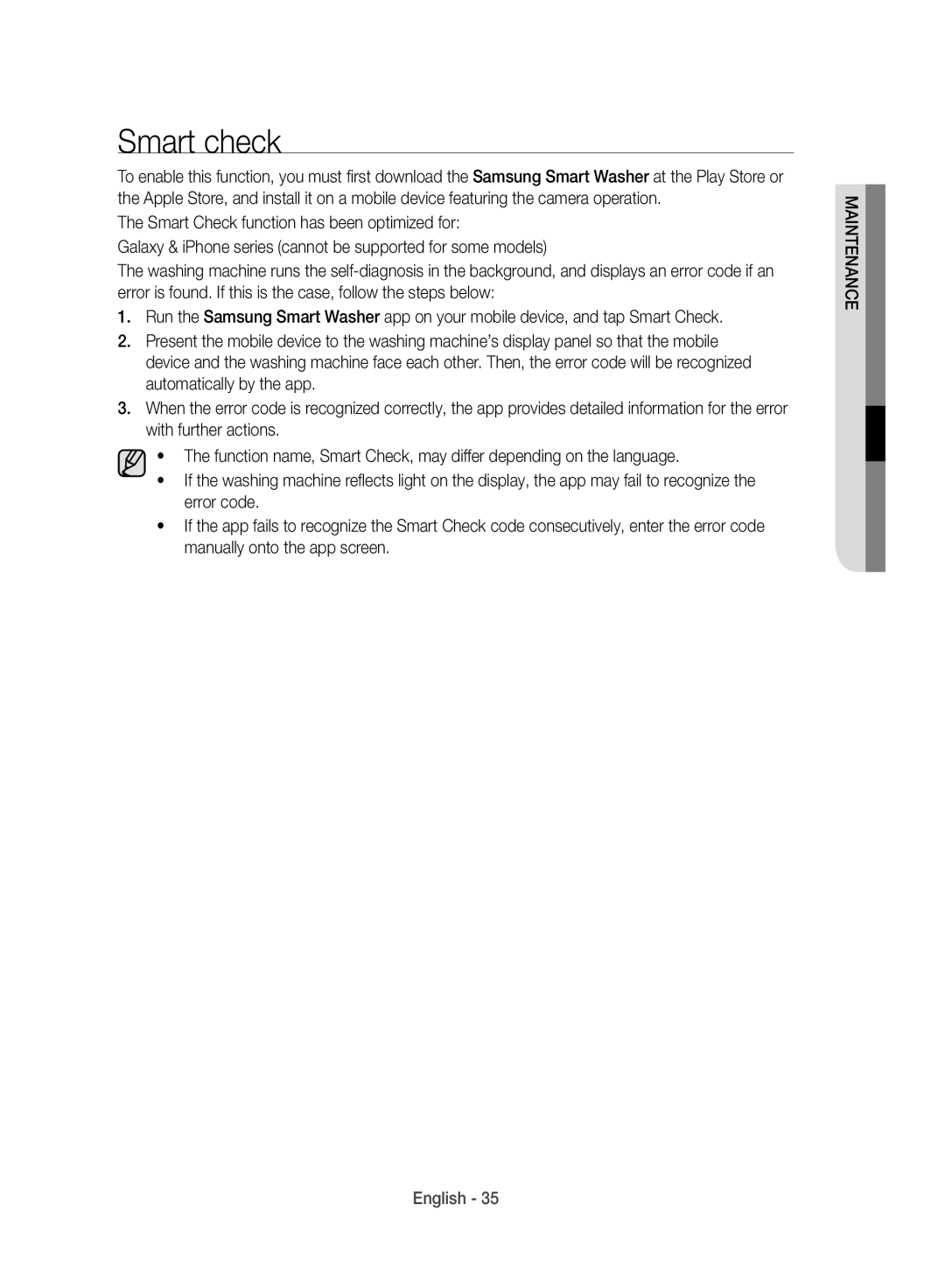 Samsung WD10J8420GW/YL manual Smart check 