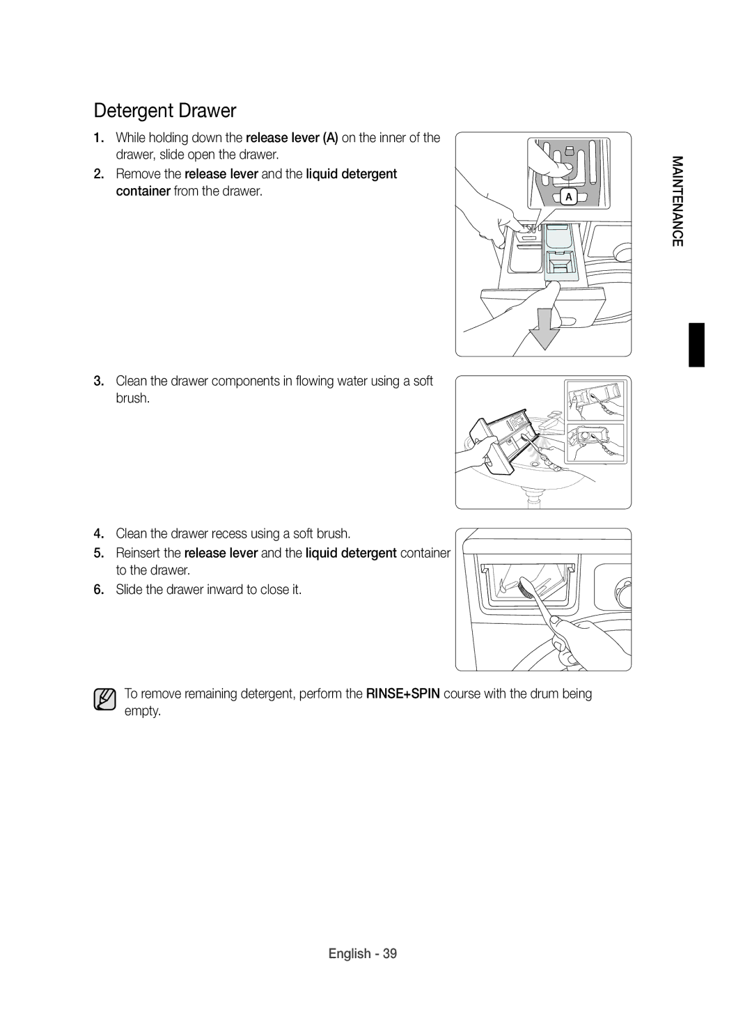 Samsung WD10J8420GW/YL manual Detergent Drawer 