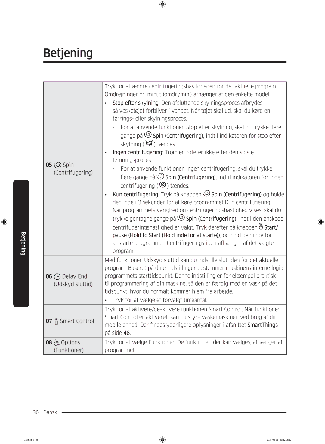 Samsung WD10N84INOA/EE manual Stop efter skylning Den afsluttende skylningsproces afbrydes 