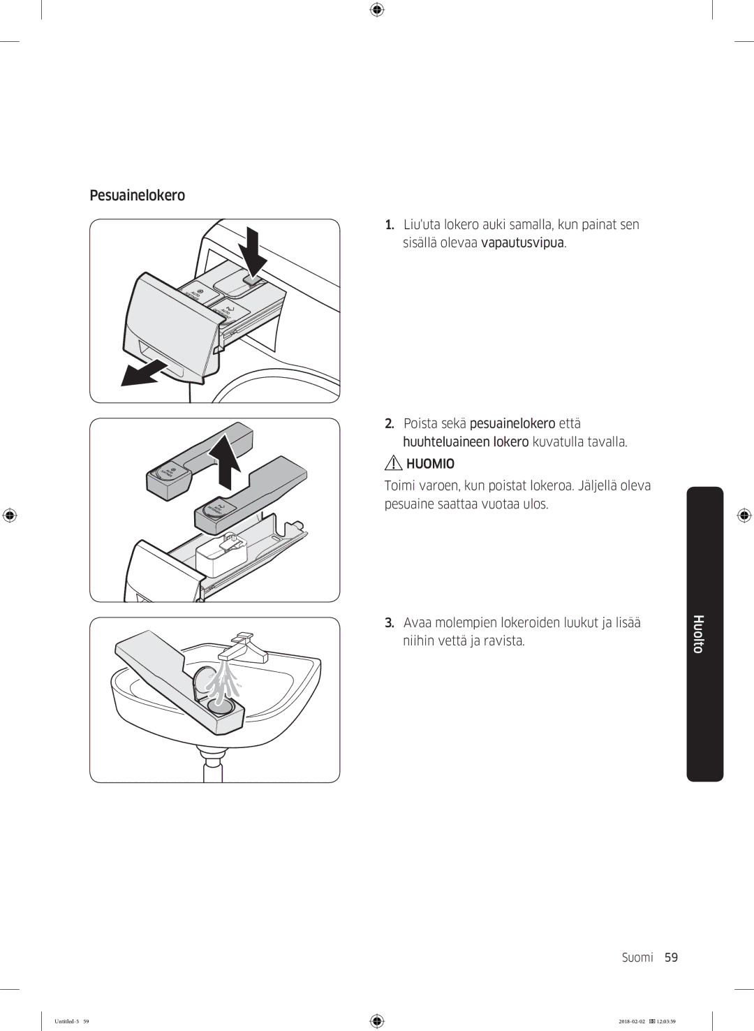 Samsung WD10N84INOA/EE manual Pesuainelokero 