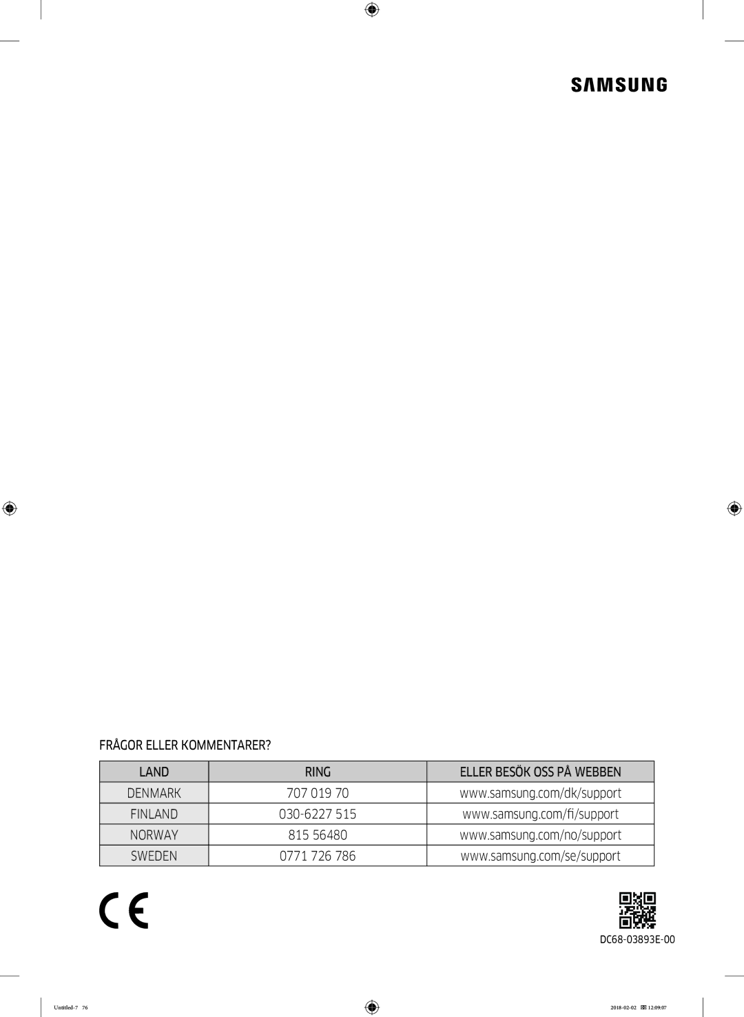 Samsung WD10N84INOA/EE manual Frågor Eller KOMMENTARER? Land Ring 