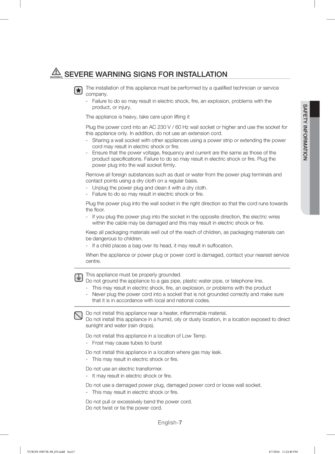 Samsung WD1142XVM/YL manual English-7 