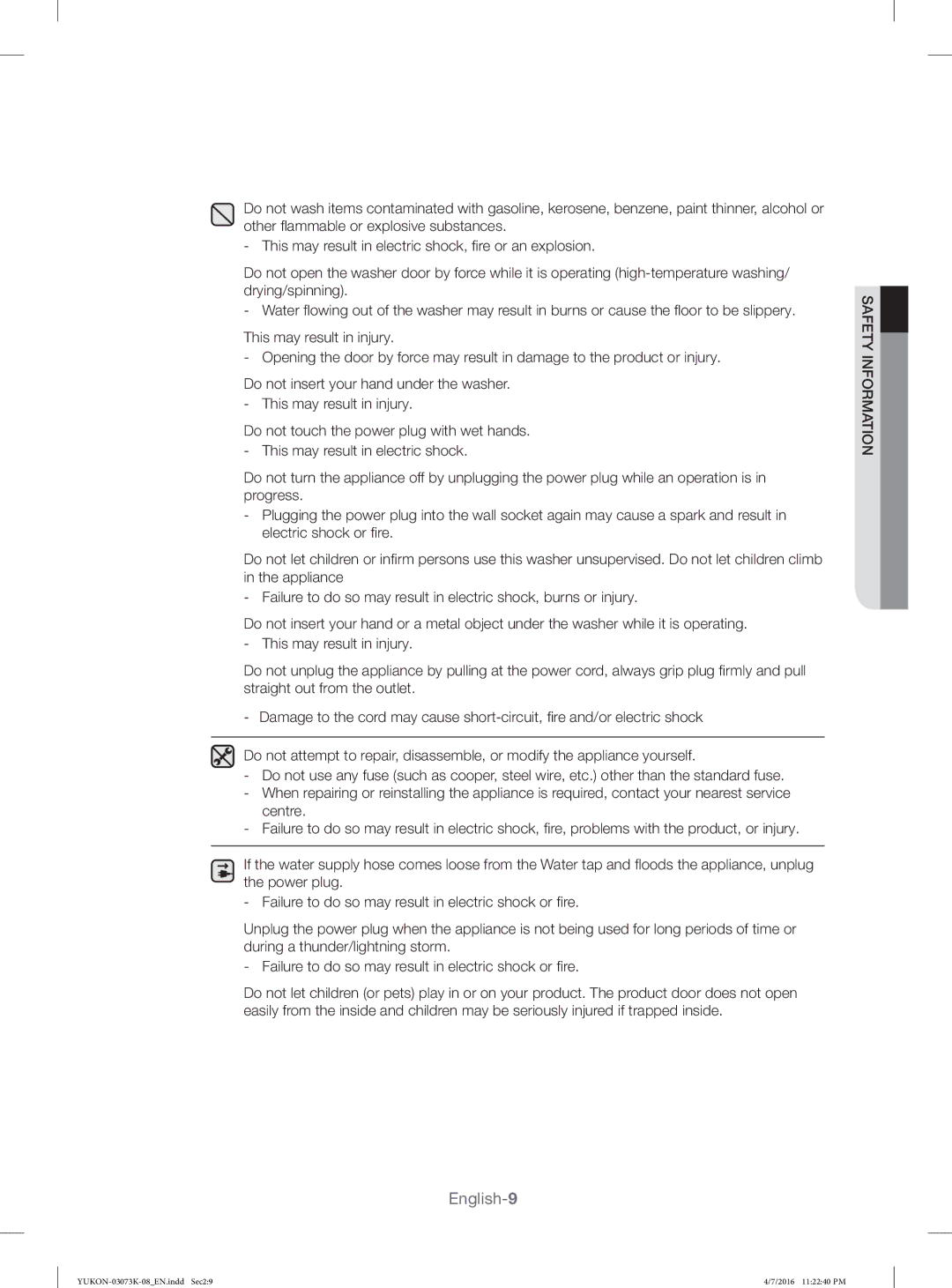 Samsung WD1142XVM/YL manual English-9 