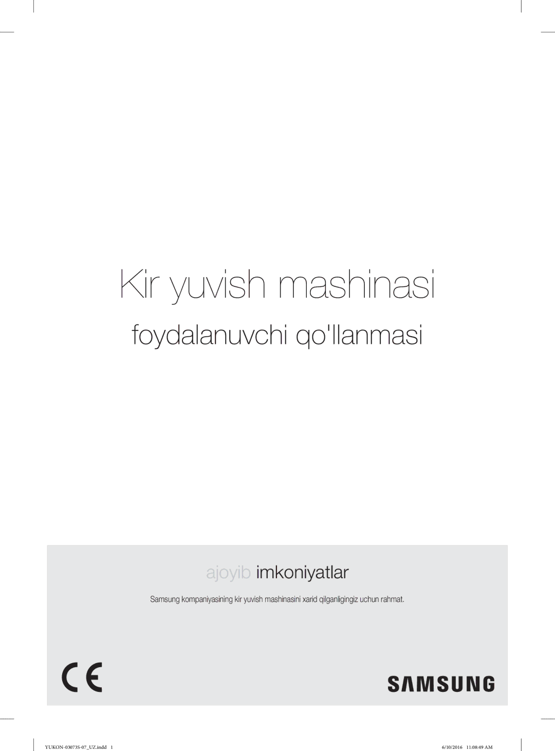 Samsung WD1142XVR/YLP manual Kir yuvish mashinasi 