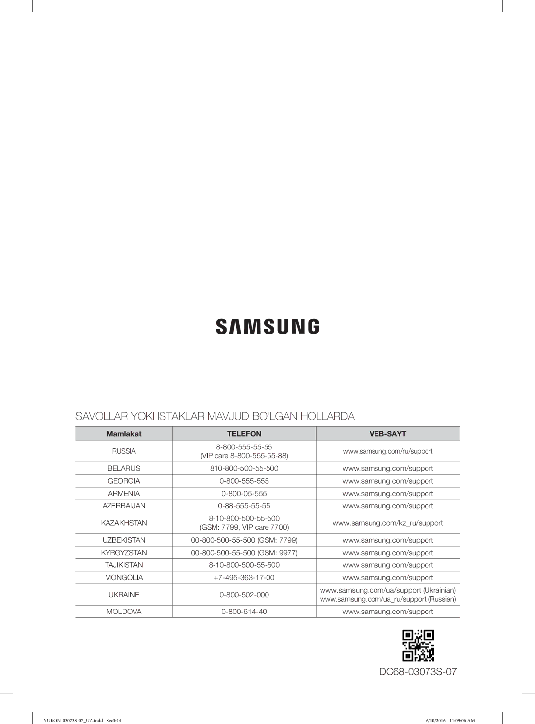 Samsung WD1142XVR/YLP manual Savollar Yoki Istaklar Mavjud Bolgan Hollarda 