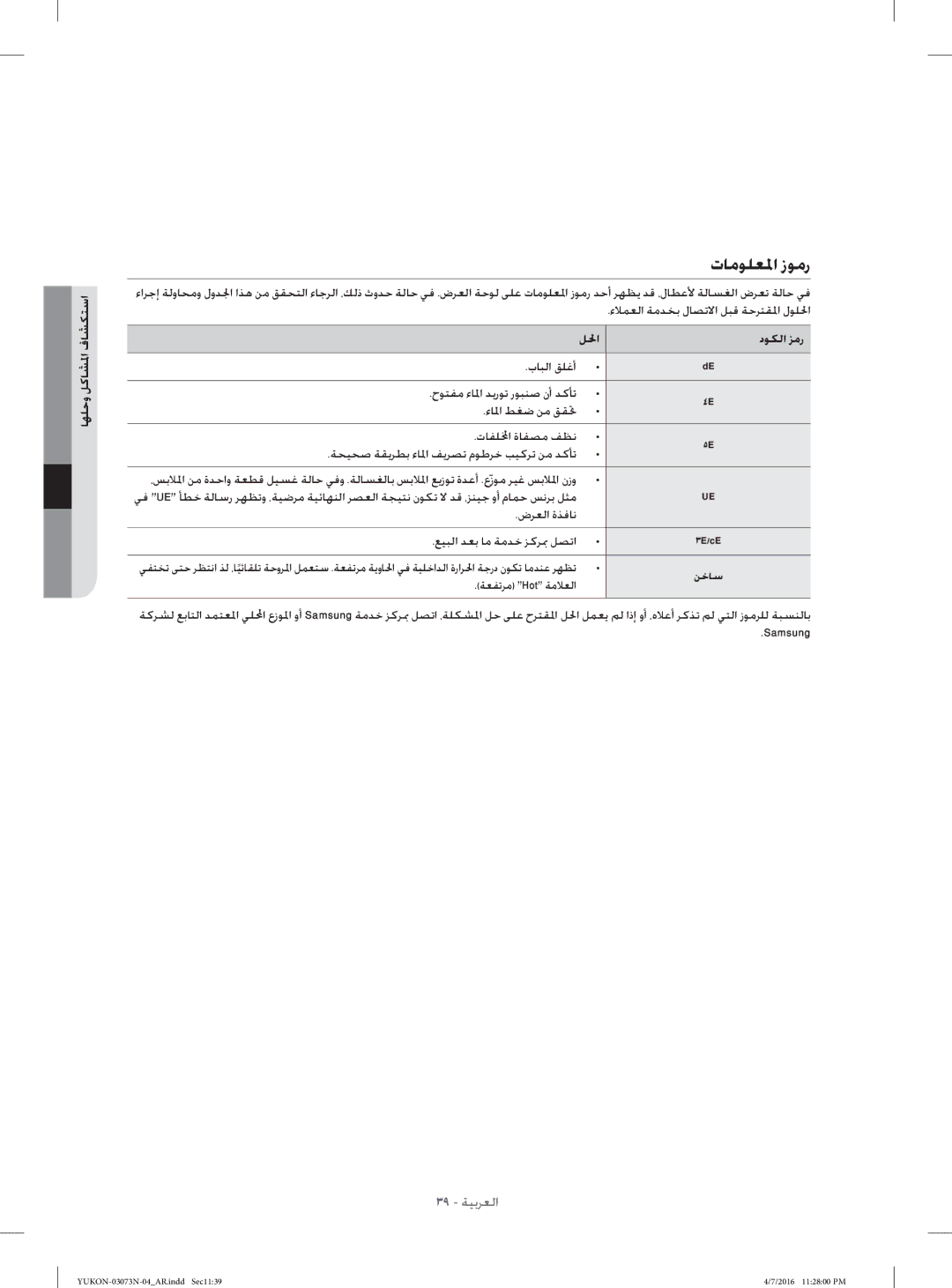 Samsung WD1172XVM/XSG manual تﺎﻣﻮﻠﻌﳌا زﻮﻣر, دﻮﻜﻟا ﺰﻣر, ضﺮﻌﻟا ةﺬﻓﺎﻧ ﻊﻴﺒﻟا ﺪﻌﺑ ﺎﻣ ﺔﻣﺪﺧ ﺰﻛﺮ ﲟ ﻞﺼﺗا 