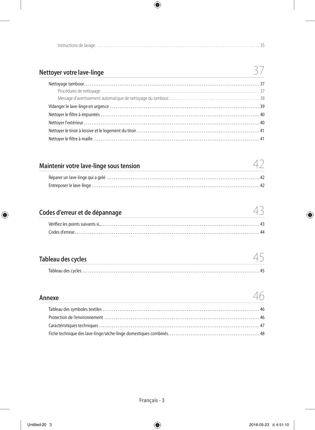 Samsung WD12F9C9U4W/EF manual Codes derreur et de dépannage 