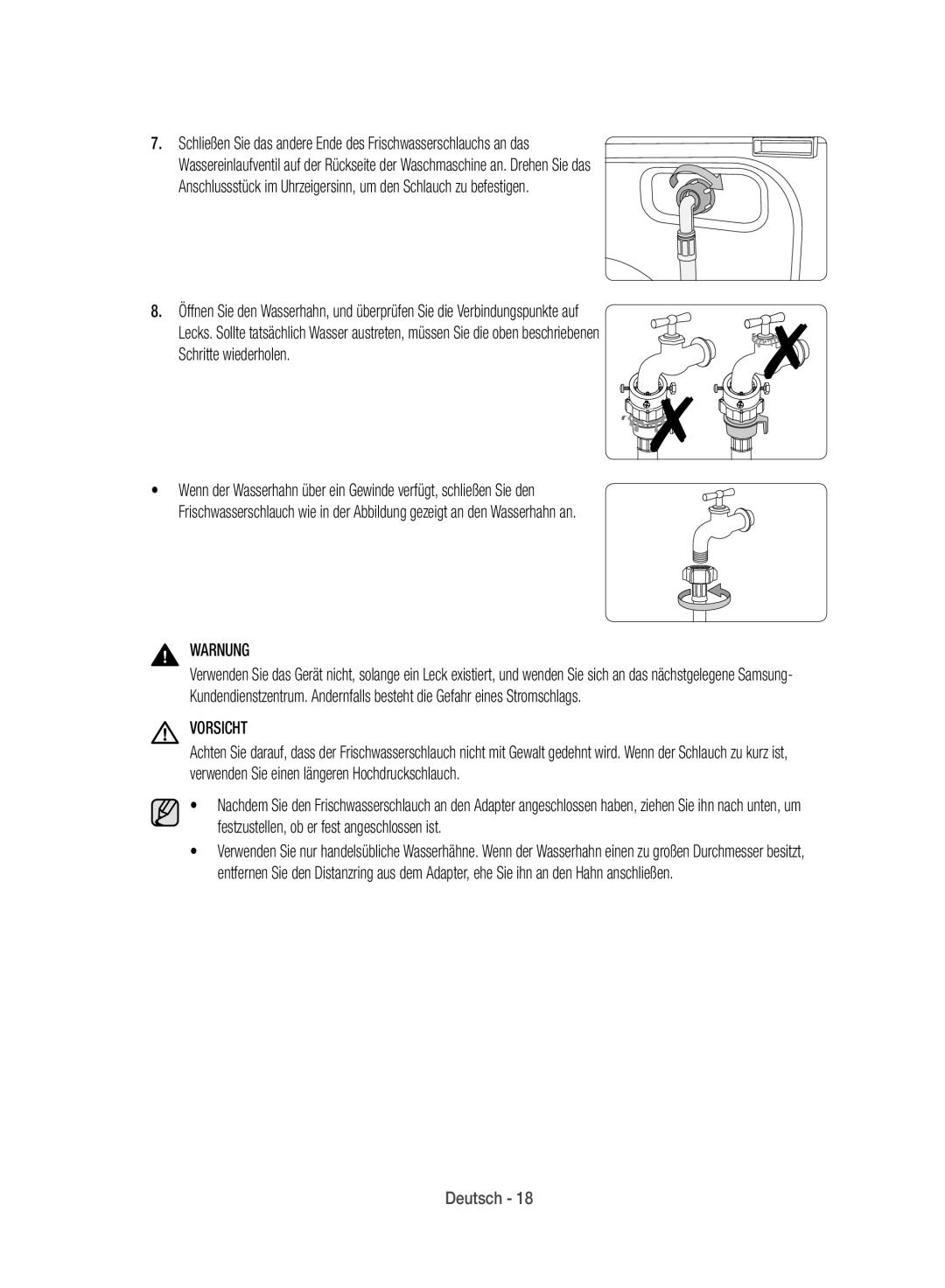 Samsung WD12J8400GW/EG manual Vorsicht 