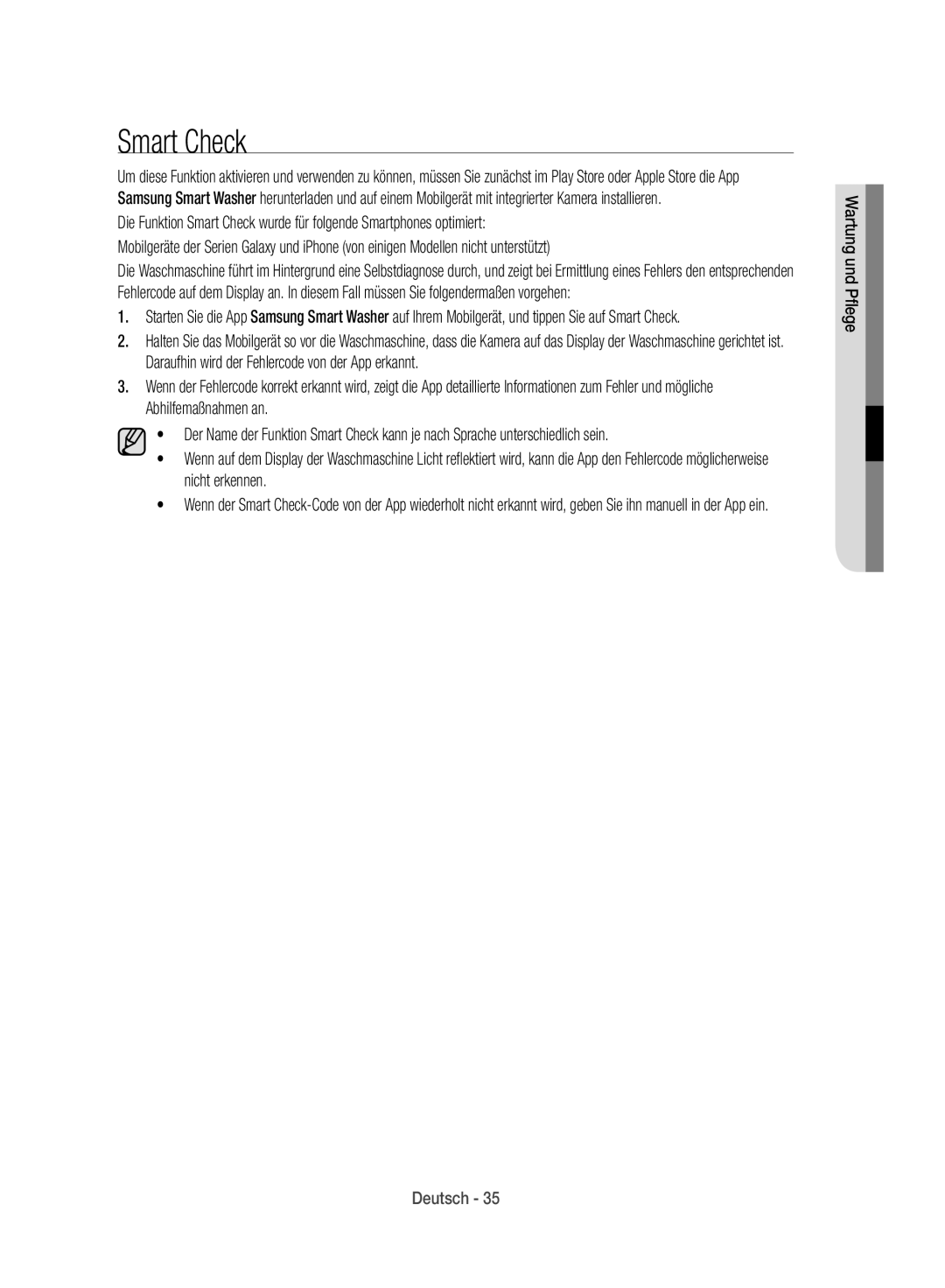 Samsung WD12J8400GW/EG manual Smart Check 