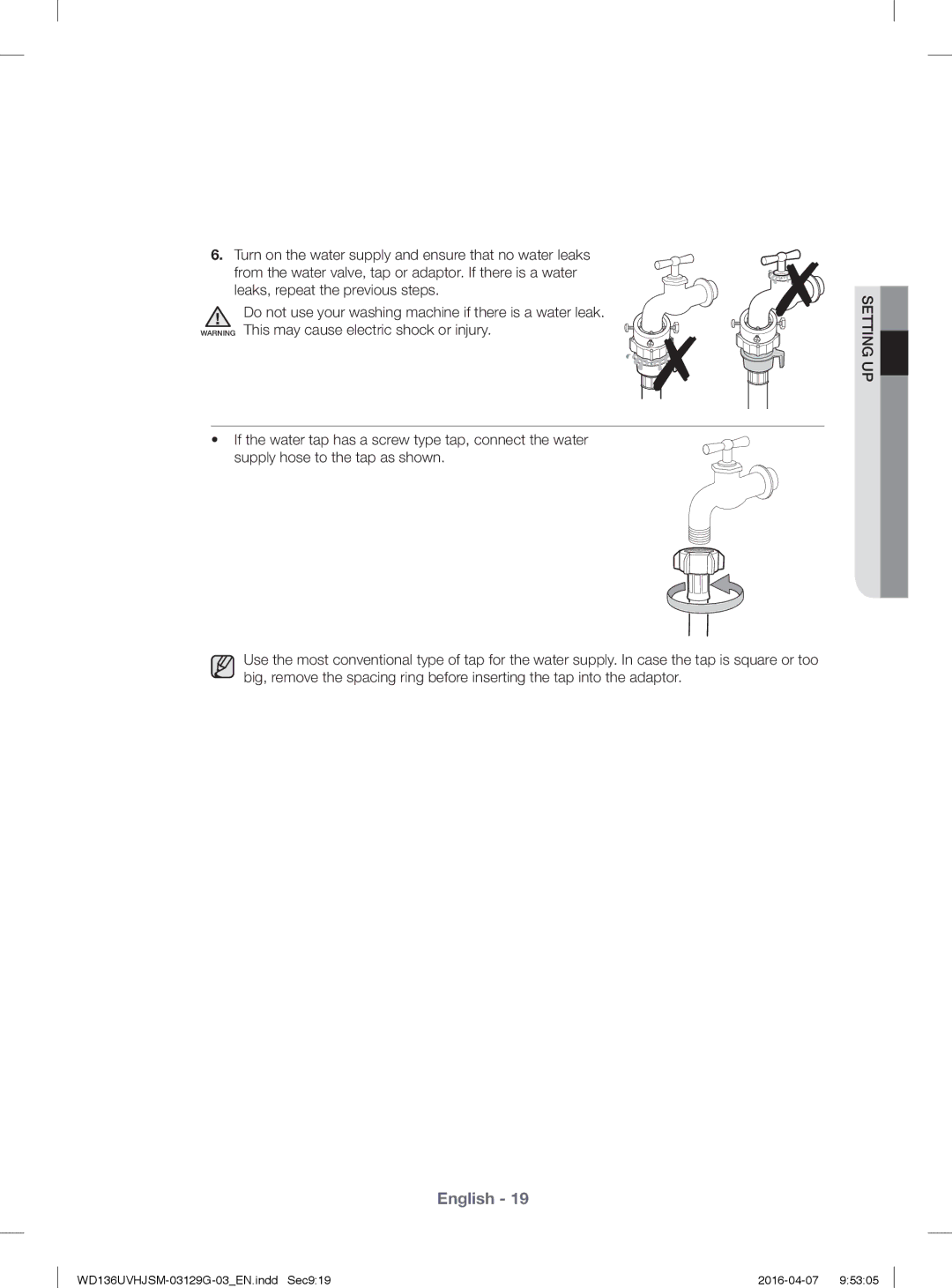 Samsung WD136UVHJSM/YL manual WD136UVHJSM-03129G-03EN.indd Sec919 2016-04-07 