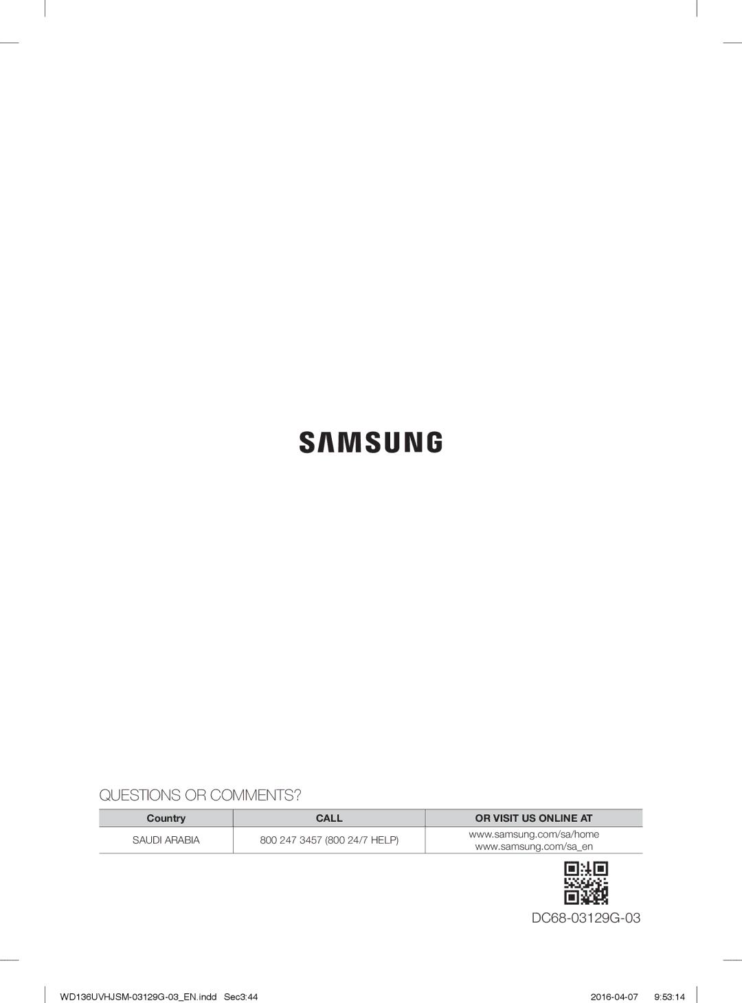 Samsung WD136UVHJSM/YL manual Questions or COMMENTS? 