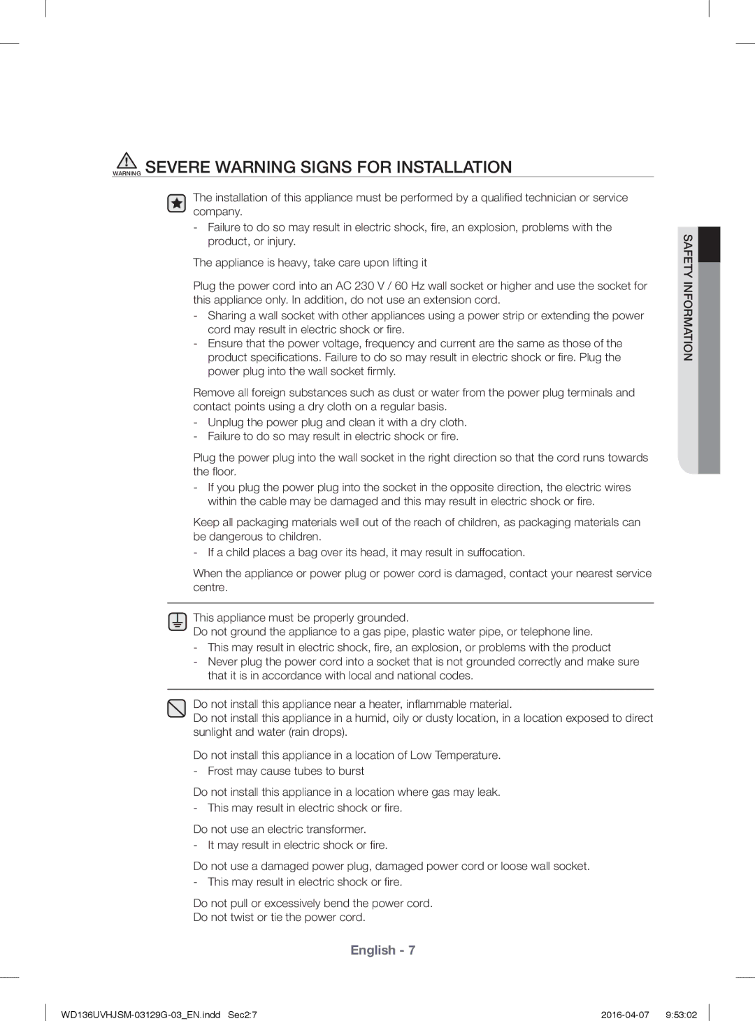 Samsung WD136UVHJSM/YL manual WD136UVHJSM-03129G-03EN.indd Sec27 2016-04-07 