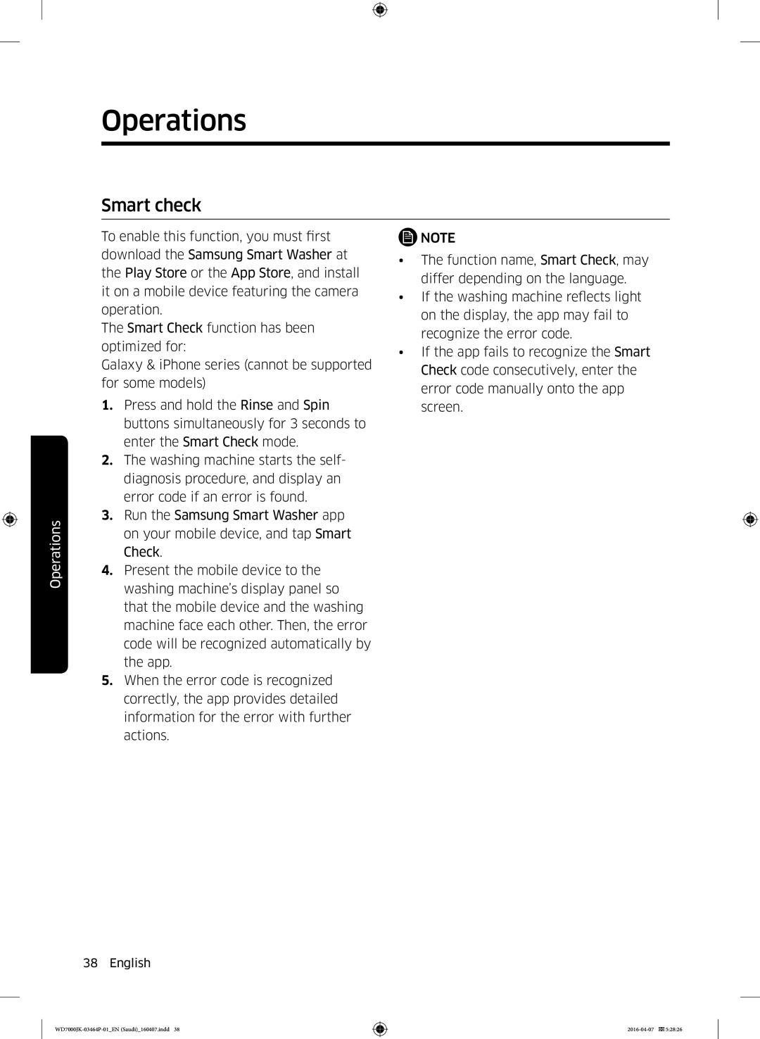 Samsung WD16J7200KW/YL, WD16J7200KS/YL manual Smart check 