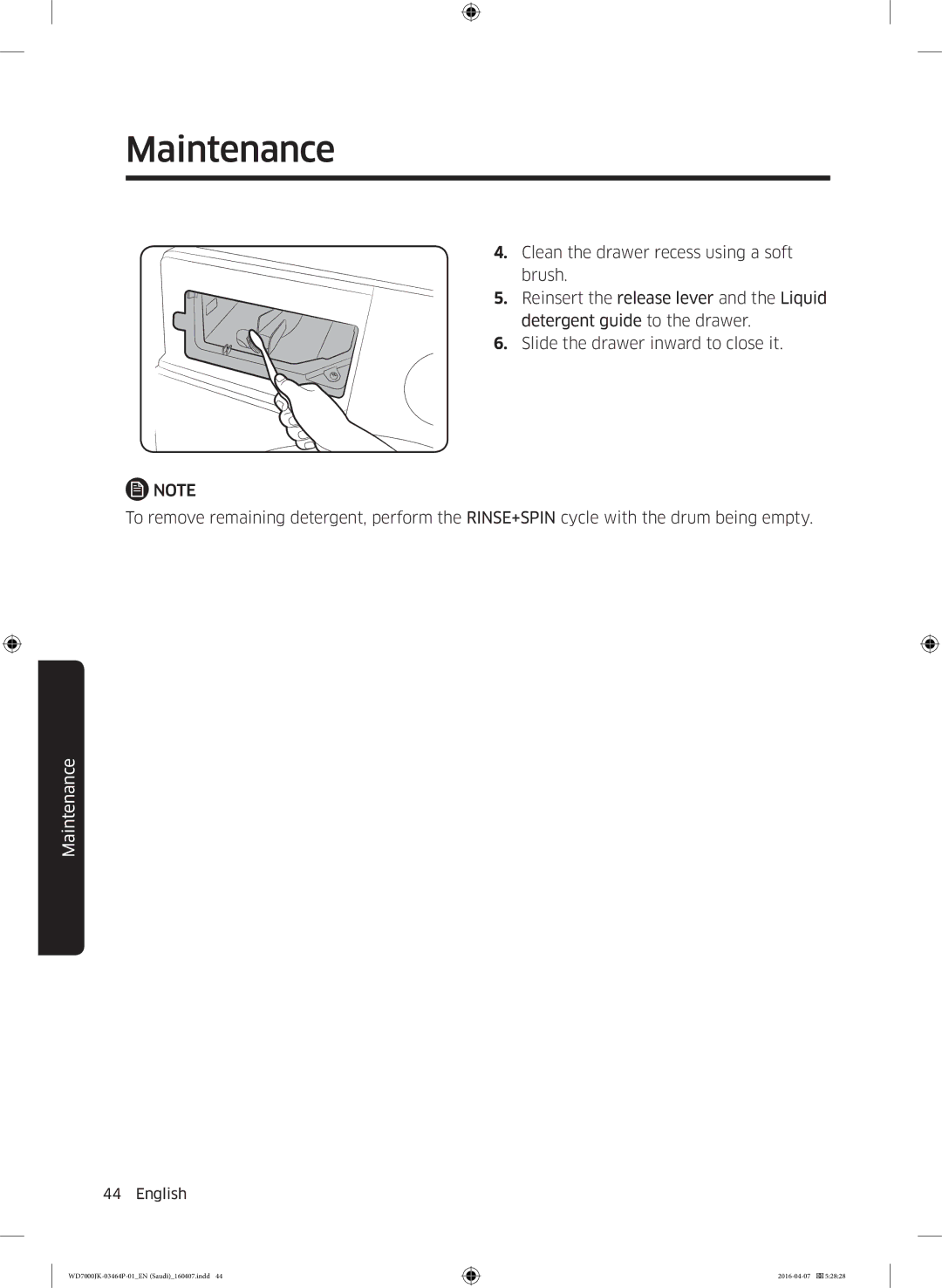 Samsung WD16J7200KW/YL, WD16J7200KS/YL manual Maintenance 