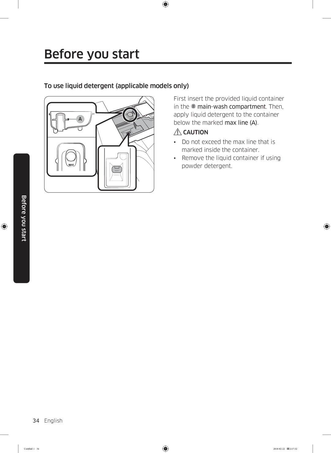 Samsung WD16J7800KW/YL, WD16J7800KS/YL manual To use liquid detergent applicable models only 