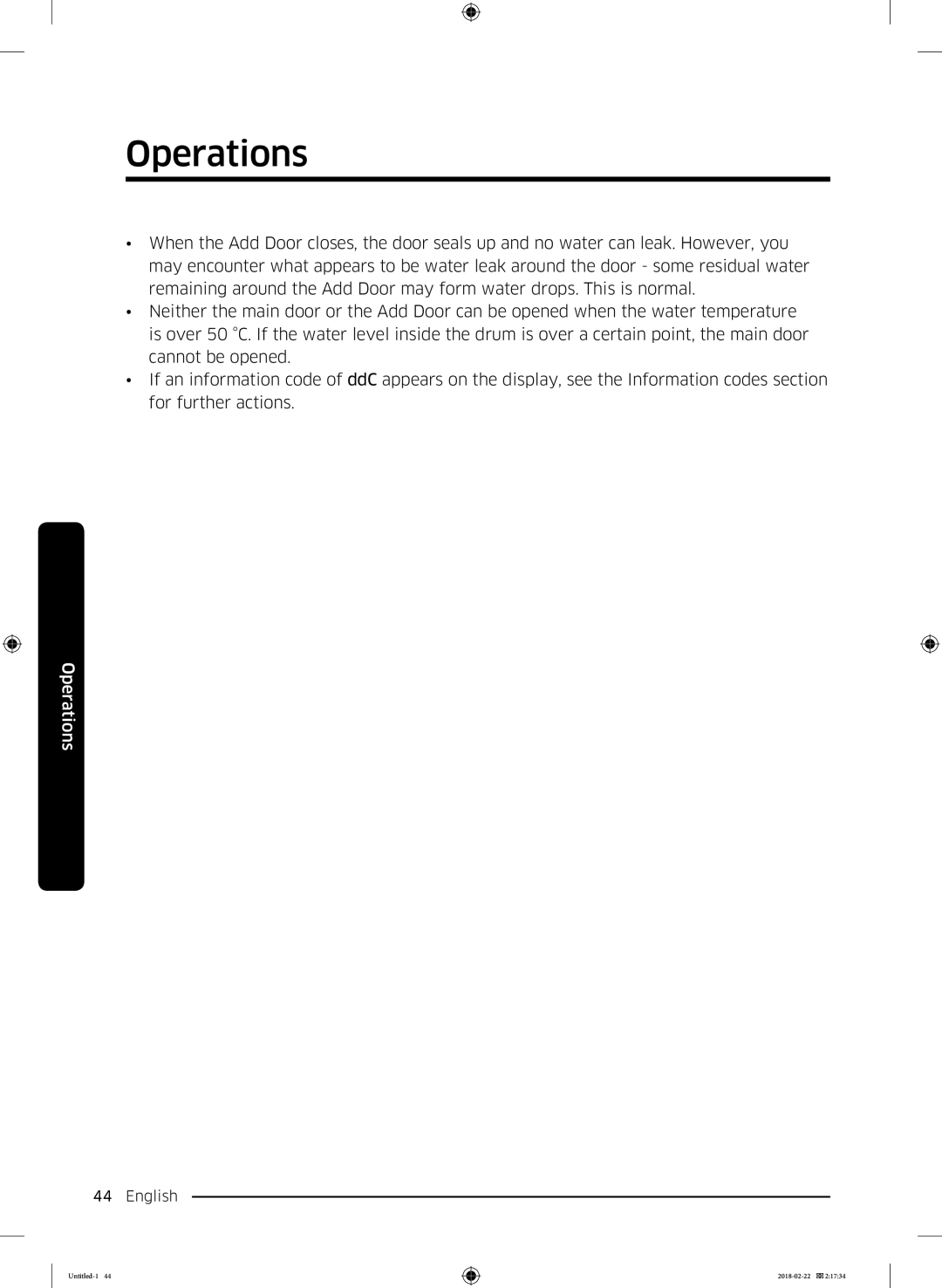 Samsung WD16J7800KW/YL, WD16J7800KS/YL manual Operations 