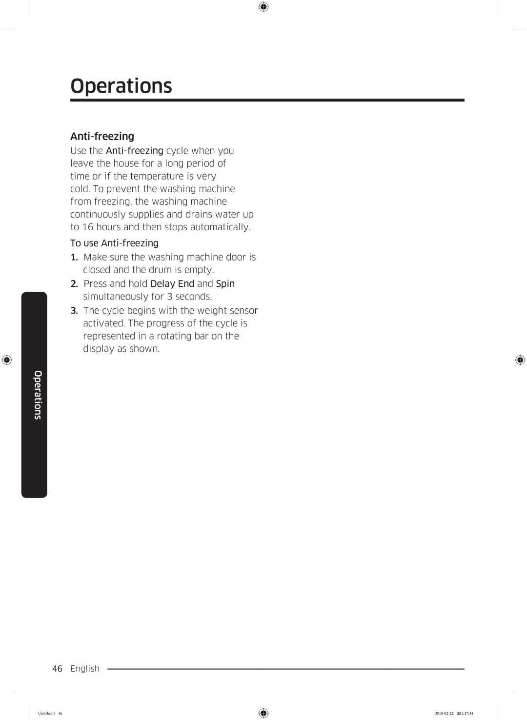 Samsung WD16J7800KW/YL, WD16J7800KS/YL manual Anti-freezing 