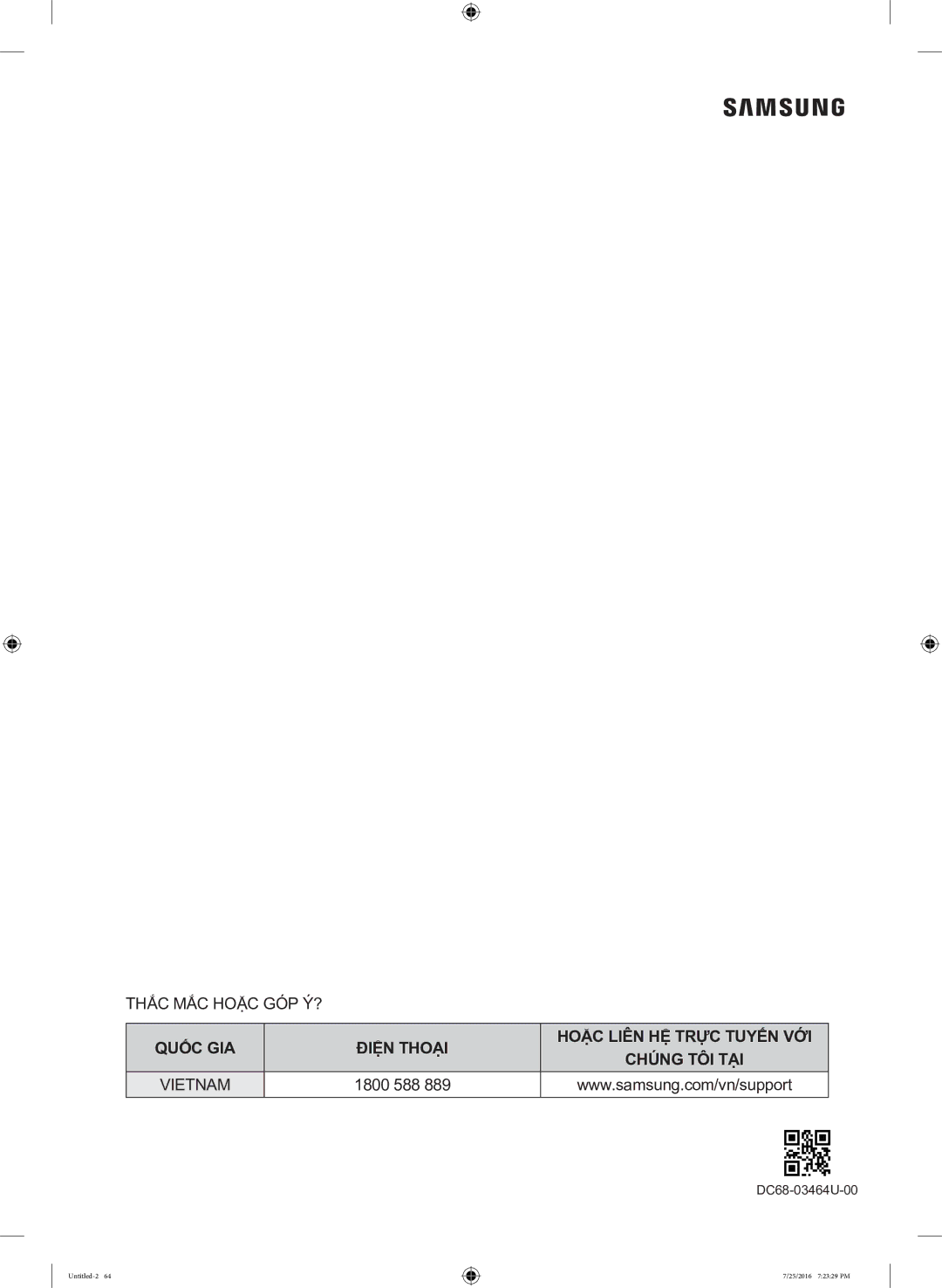 Samsung WD17J7825KP/SV manual 1800 588 