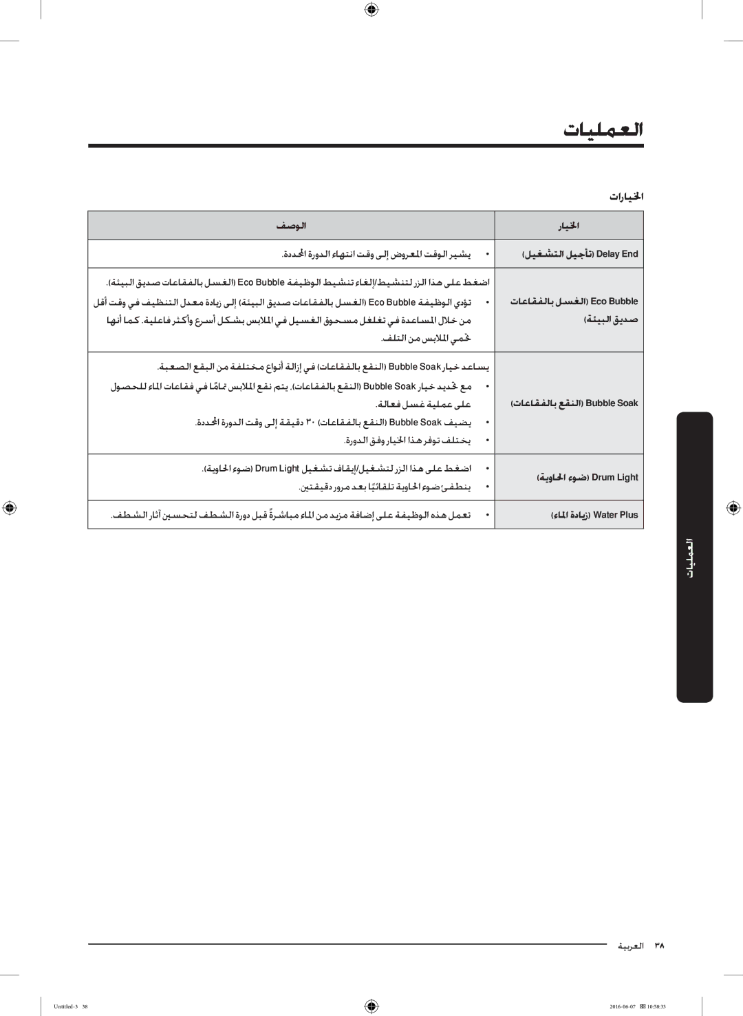 Samsung WD18J7810KG/YL manual تارايلخا 