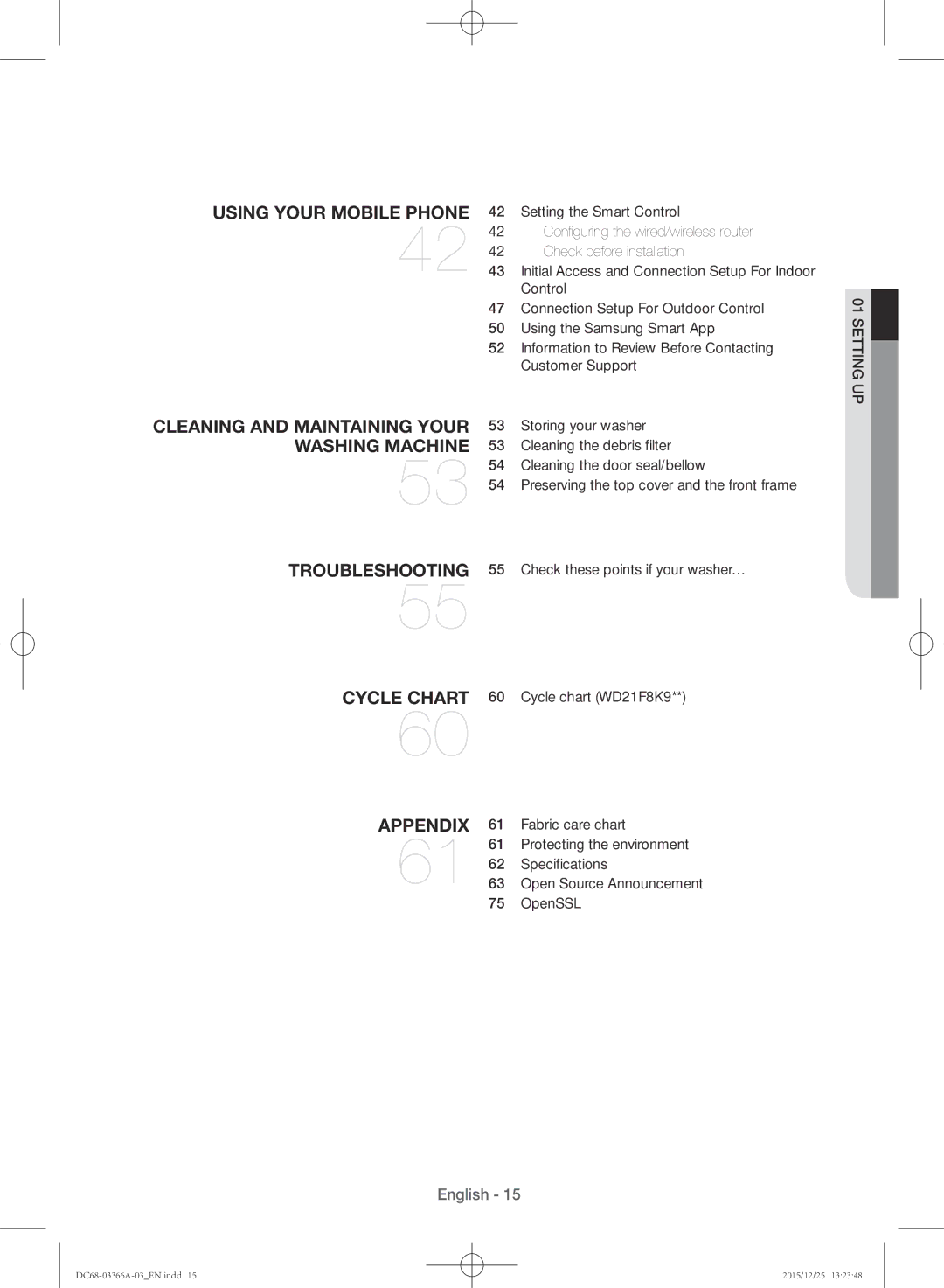 Samsung WD21F8K9ABG/YL Using your mobile phone, Cleaning and maintaining your, Washing machine, Troubleshooting, Appendix 